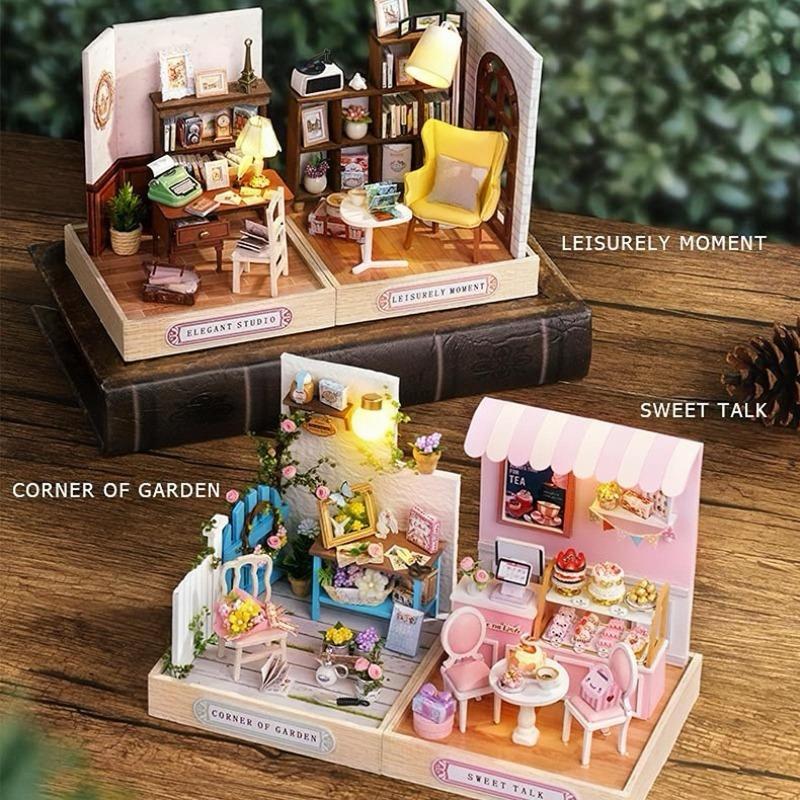 DIY Wooden Miniature House Kit for Christmas Gift, 1 Box Creative Room with Furniture, DIY Wooden Assembly Kit, DIY Wooden Craft Kit, Creative Gift for Friends