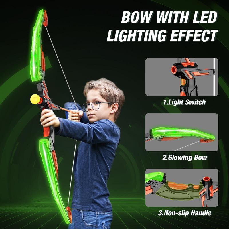 Bow & Arrow Toy Set, 1 Set LED Light Up Shooting Toy Set, Indoor & Outdoor Shooting Game Toy, Birthday Gift for Boys & Girls, Christmas Gift