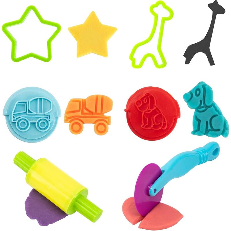 Dough Tools for s, 46Pcs Dough Toys Include Play Food Molds - Cupcakes, Ice Cream, Noodle, Play Bulk Pack with Roller, Cutters, Scissor, Dough Mat and Storage Bag Gifts (Tools)