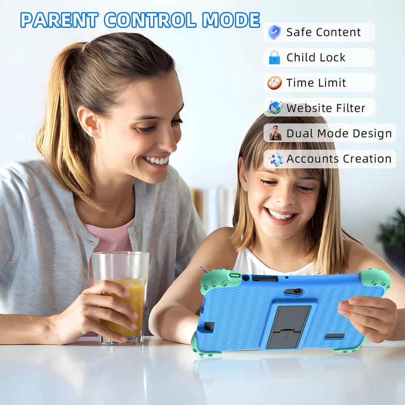 Kids Tablet 7 inch Android 12 Toddler Tablet Childrens Tablet for Kids 2-13 Quad-Core 2+32GB WiFi Bluetooth Dual Camera Parental Control with Drop-Proof Toddler Tablet Case Android Educational Gaming Tablet