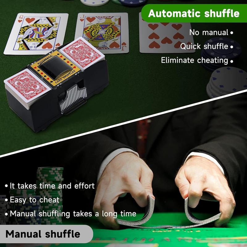 Automatic Card Shuffler 1 2 4 6 Decks, Electric Battery-Operated Shuffler, Casino Card Game for Poker, Home Card Game, Texas Hold'em