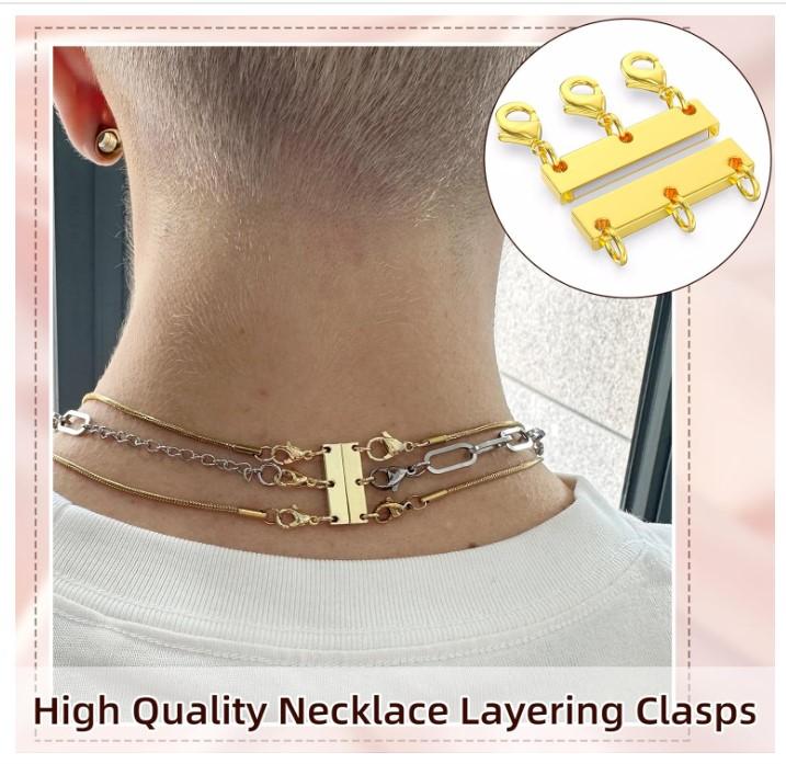 Necklace Separator for Layering Multi Necklace Layering Clasp Gold and Silver Magnetic Necklace Clasp for Layered Look, Necklace Connectors for Multiple Necklaces