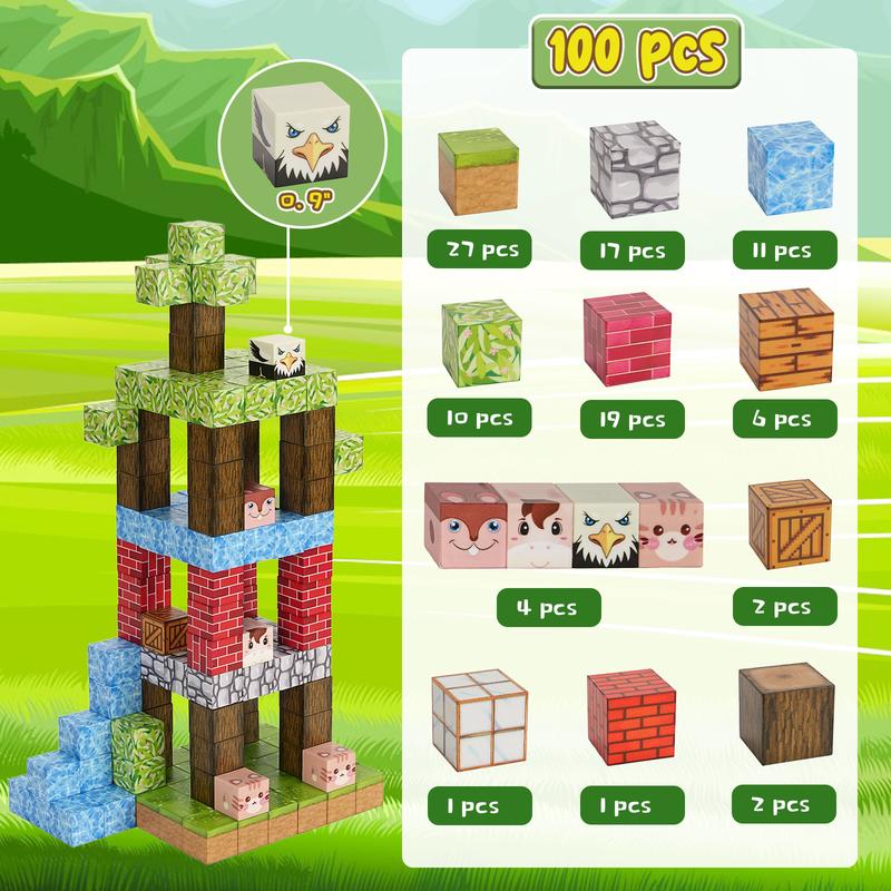 Game-Based Magnetic Blocks Magic Toys Create My Own Crafts 48 100PCS an Snow Castle