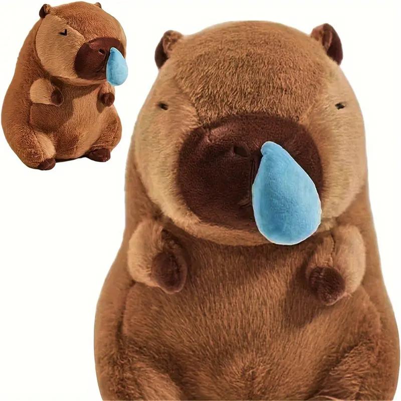 13.7in 35cm Capybara Cartoon Runny Nose Simulation Capybara Plush Toy Capybara Plush Doll, Stuffed Toy Throw Pillow For Sofa, Home Decoration, Holiday Gifts, New Year Gift