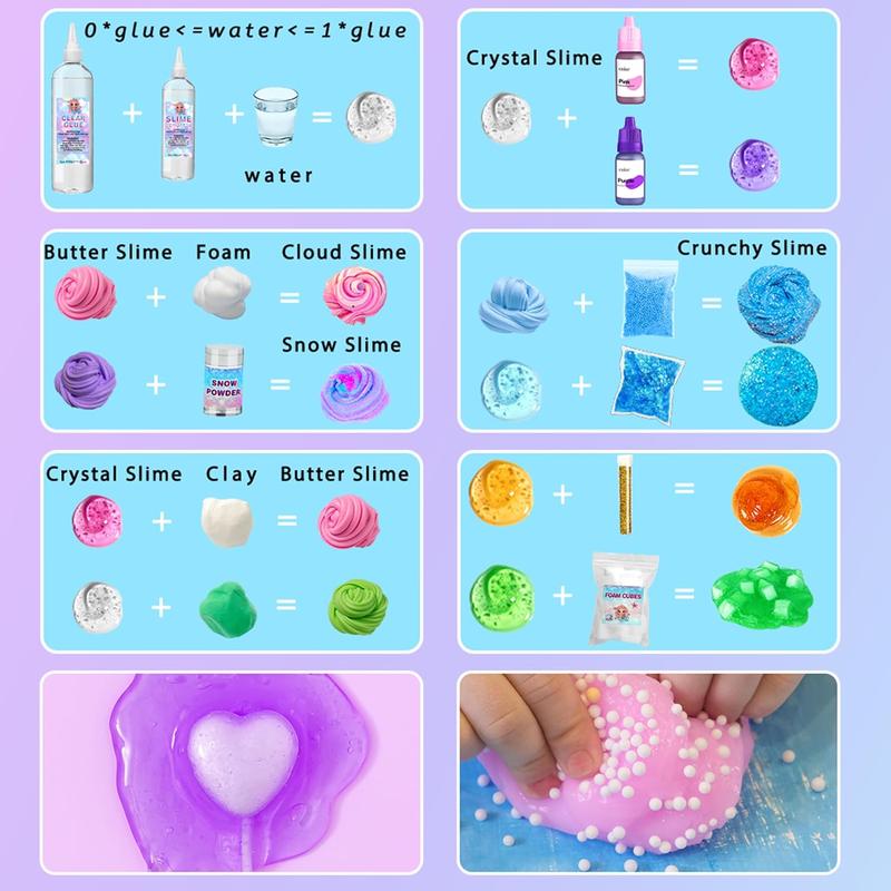 Mermaid Slime Kit for Girls 10+ Years, Glow in The Dark Butter Slime DIY Making Kit, Premade Fluffy Glitter Cloud Christmas Valentine Toy, Kids Birthday Party Favor Friendsgiving Gifts Crafts