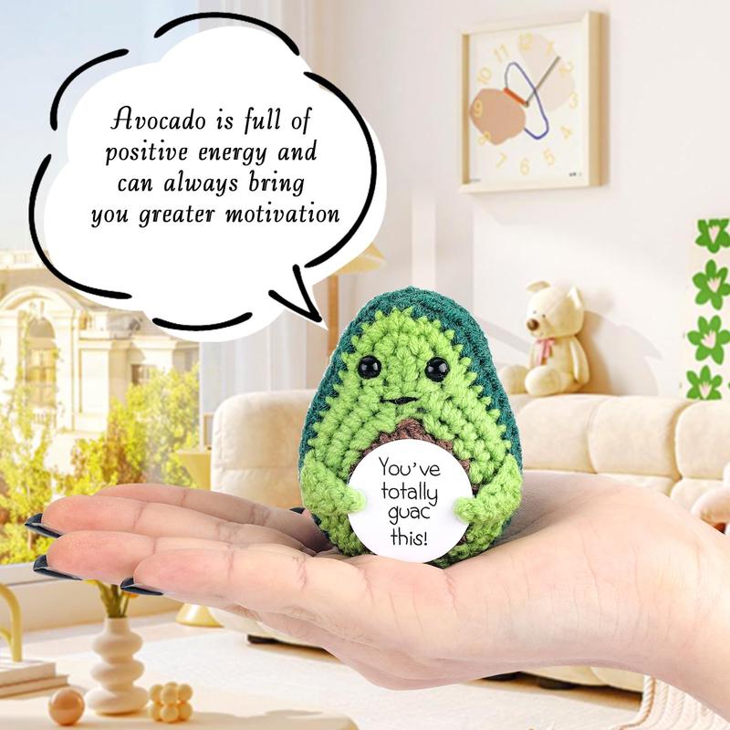 Handmade Emotional Support Pickled Cucumber Gift, Funny Birthday Gifts Knitted Cucumber with Positive Card Funny Decor Positive Potato Crochet for Encouragement Gifts for Friends