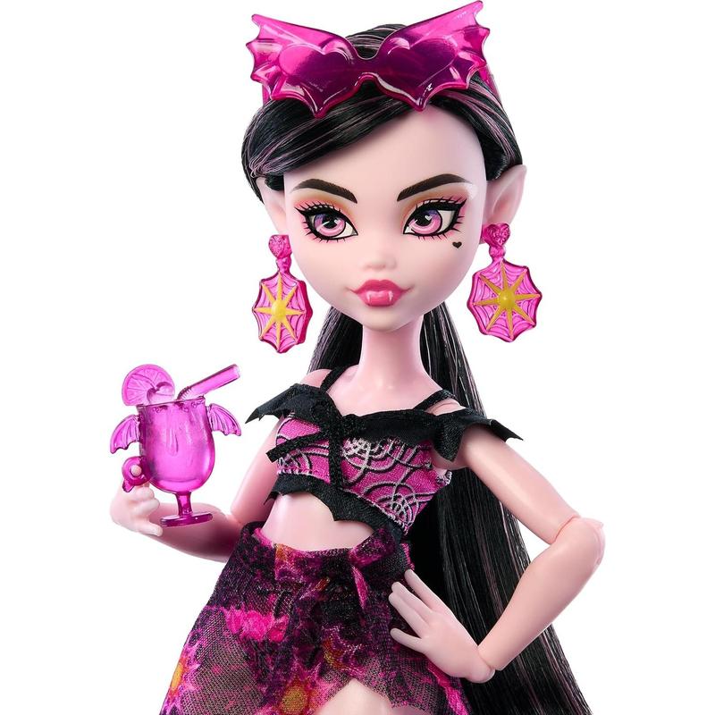 Monster High Scare-adise Island Draculaura Doll with Swimsuit, Sarong & Beach Accessories Like Hat, Sunscreen & Tote