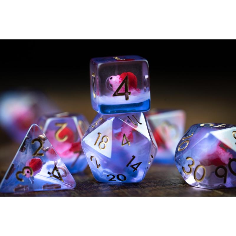 DnD dice sets: Midnight Snail Polyhedral Dice Set: Cute Red DnD Dice for Unique Adventures