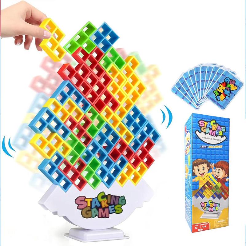 Random Color Balance Stacking Game Set with Dices and Hammer Shaped Balloon, 1 Set Stack Attack Game for Kids, Adults, Travel, Holiday Gifts for Party