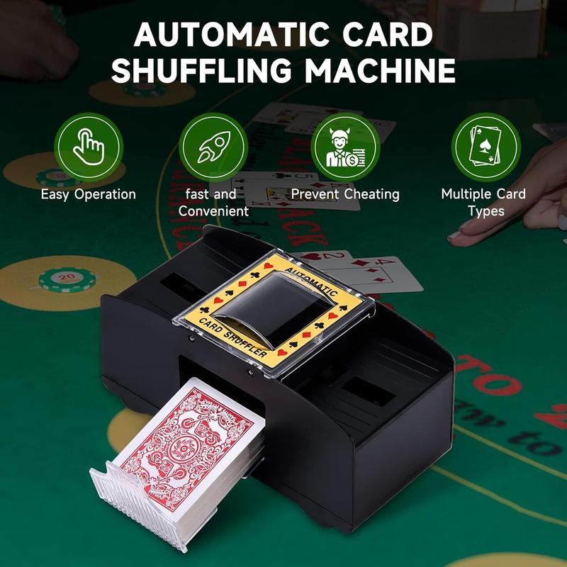 Automatic Card Shuffler 1 2 4 6 Decks, Electric Battery-Operated Shuffler, Casino Card Game for Poker, Home Card Game, Texas Hold'em