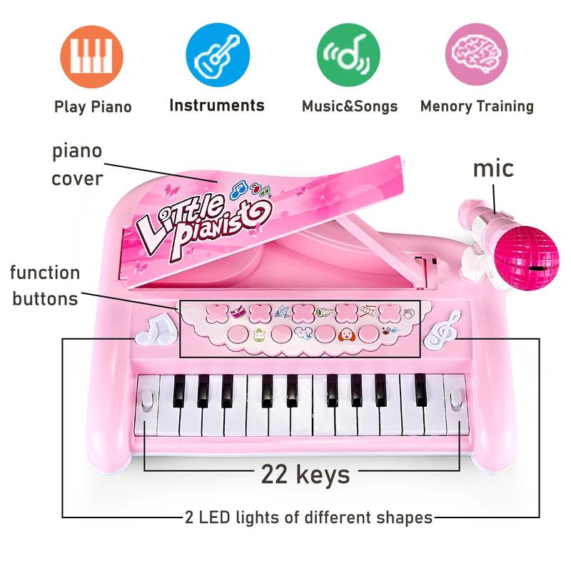 Children's Piano Toy Keyboard, Musical Instrument Toy with Microphone, Multi-use Educational Toys for Kids