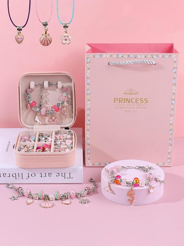 Princess Themed Heart & Star & Shell Design Jewelry Making Kit, Including Beads & Charms & Accessories, Designer DIY Jewelry Making Kit for Bracelet Necklace Earrings