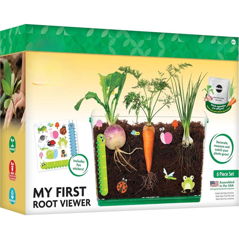 My first root viewer - decorate and grow your own garden - children's stem kit - including soil and vegetable seeds - science education youth and children's gardening kit, 6 years old and above, multi-color