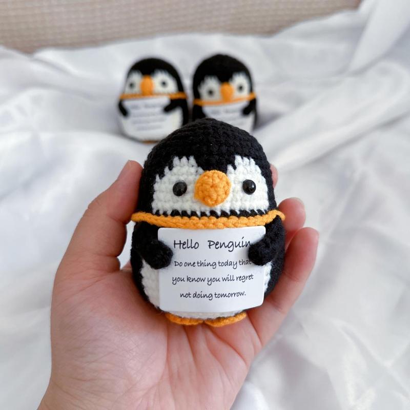 Cute Positive Penguin Design Knitting Toy, DIY Knitting Toy, DIY Handmade Knitting Toy for Birthday Gift