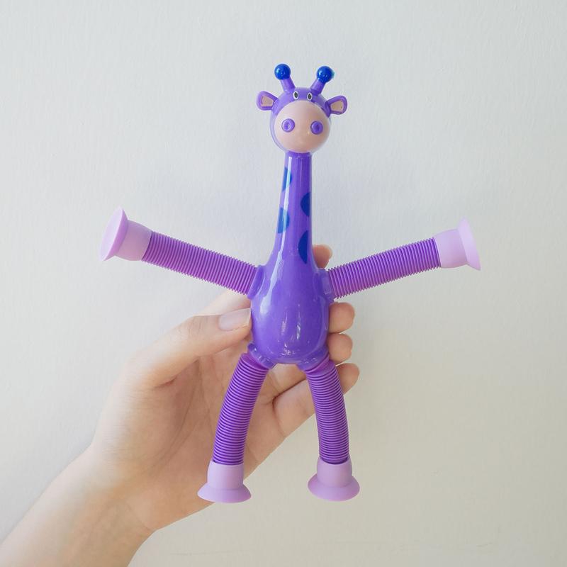 Cute Giraffe Stretch Tube Toy Telescopic Giraffe Colorful Suction Cup Sensory Toy