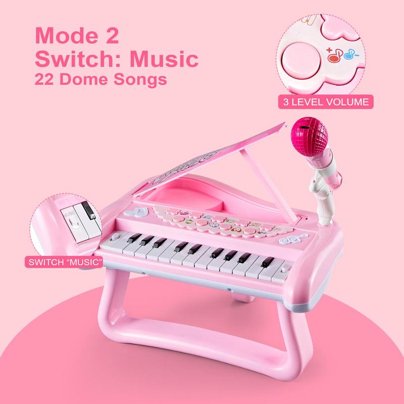 Children's Piano Toy Keyboard, Musical Instrument Toy with Microphone, Multi-use Educational Toys for Kids