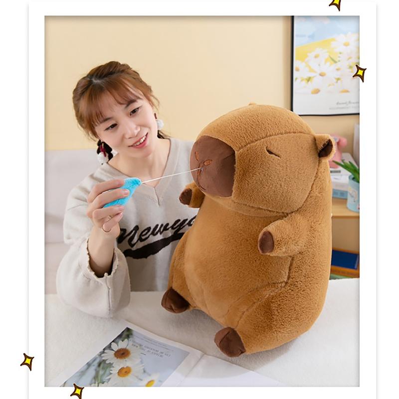 13.7in 35cm Capybara Cartoon Runny Nose Simulation Capybara Plush Toy Capybara Plush Doll, Stuffed Toy Throw Pillow For Sofa, Home Decoration, Holiday Gifts, New Year Gift