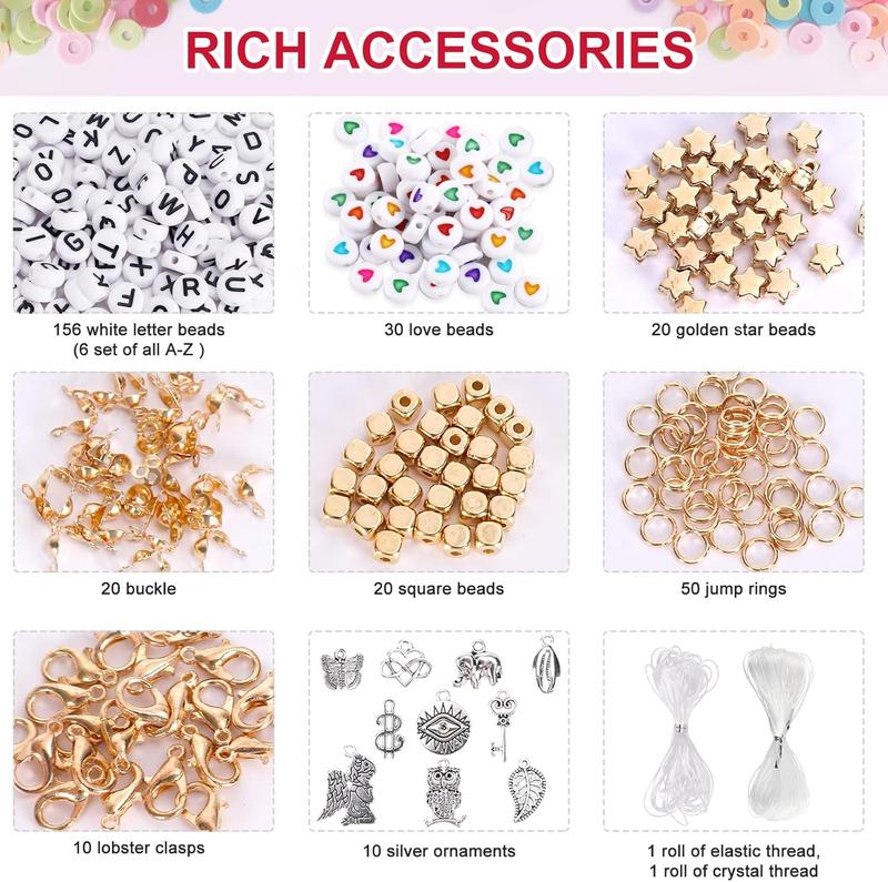 14000  136 Colors Clay Beads Bracelet Making Kit 6 Boxes Friendship Bracelet Kit Flat Polymer Clay Beads Spacer Heishi Beads for  Making with Pendant Charms Kit