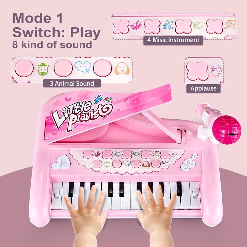 Children's Piano Toy Keyboard, Musical Instrument Toy with Microphone, Multi-use Educational Toys for Kids