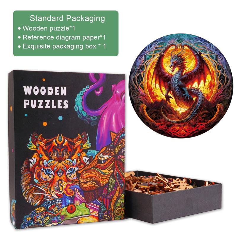 Fiery Dragon-2 Wooden Jigsaw Puzzle for Kids and Adults