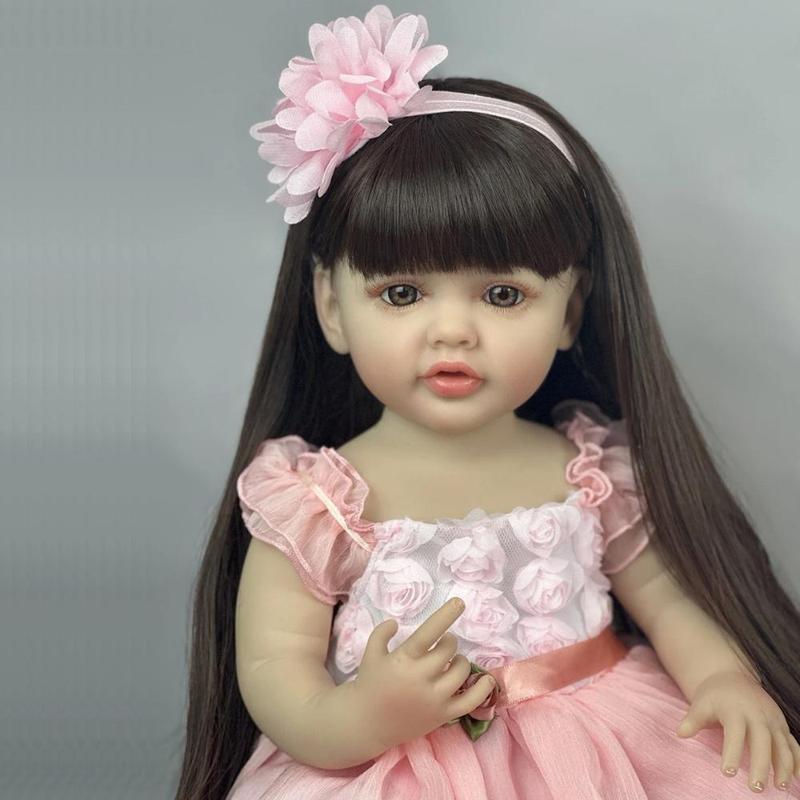 Realistic Reborn Doll, 1 Set Cute Soft Silicone Newborn Doll with Hand-painted 3D Eyelash and Lifelike Hair & Accessories, Birthday Gift for Kids, Christmas Gift