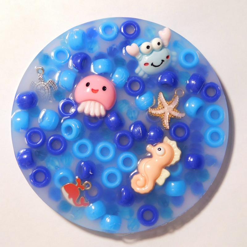 Small Silicone Picking Pad with Beads and Charms for Anxiety and Stress Relief - Fidget Toy