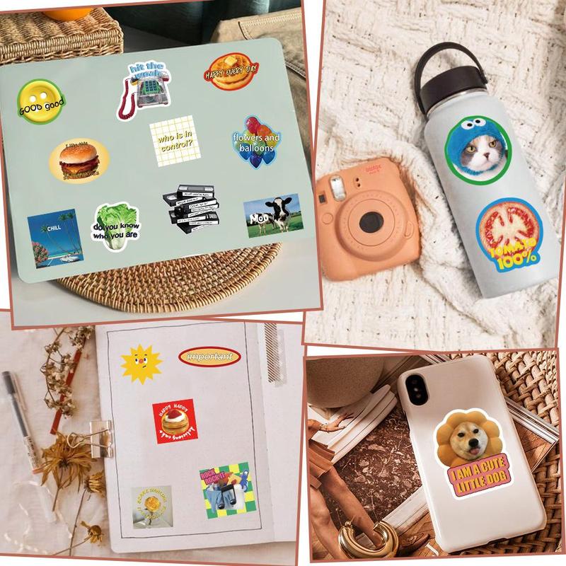 Cute Retro Sticker, 60pcs set Waterproof Self Adhesive DIY Decor Sticker for Gift Greeting Card Water Bottle Laptop Phone Case Journal Scrapbooking, Girly Office Supplies, School Supplies 2024