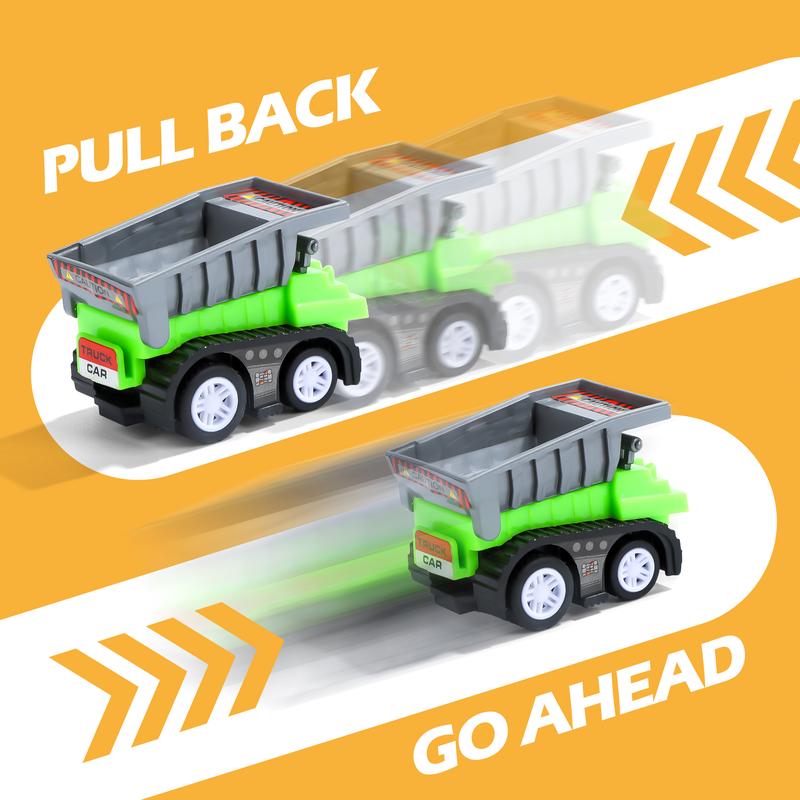 4 PCS Pull Back Car, Construction Truck Vehicle Playset Educational Pretend Play Party Favors(Styles May Vary)