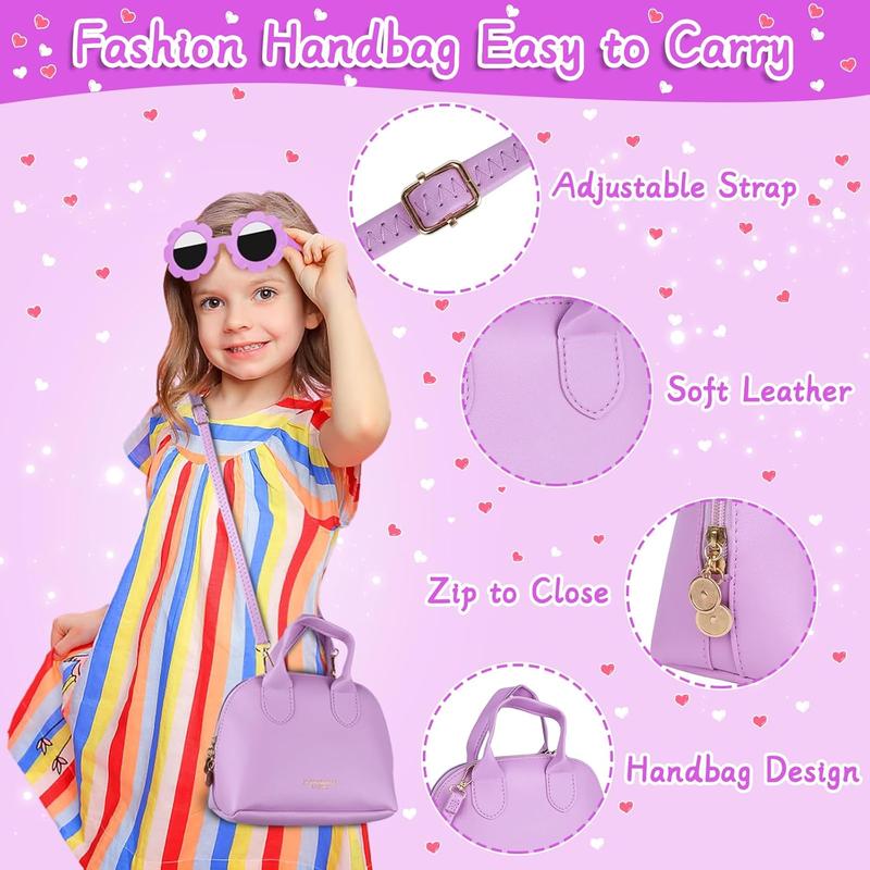 Christmas gift Purple Play Purse for Little Girls Ages 3-6, My First Purse Toy with Handbag, Makeup Set,