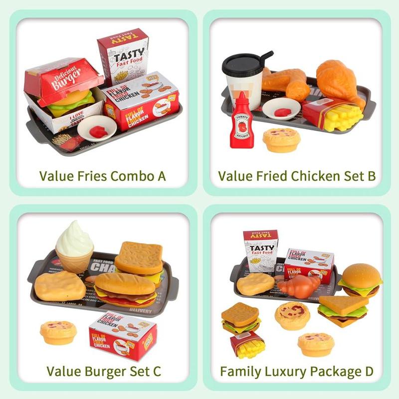 Pretend Play Fast Food Toy Set, 1 Set Simulated Cash Register Toy with Mini Toy Food Set, Pretend Play Toy for Gifts, Interactive Game Props