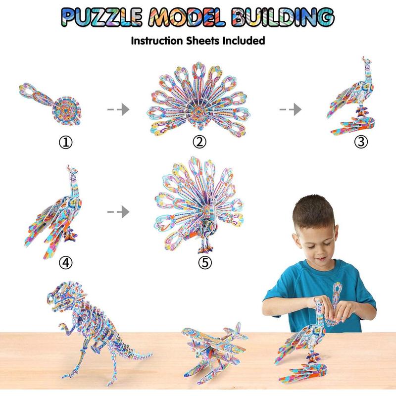 3D coloring puzzle set, suitable for arts and crafts of girls and boys aged 6, 7, 8, 9, 10, 11, and 12, children's fun education painting craft set and supplies, children's birthday toys and gifts