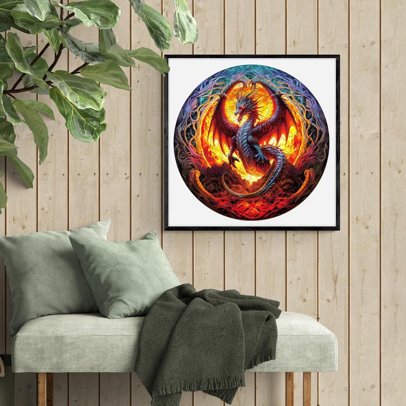 Fiery Dragon-2 Wooden Jigsaw Puzzle for Kids and Adults