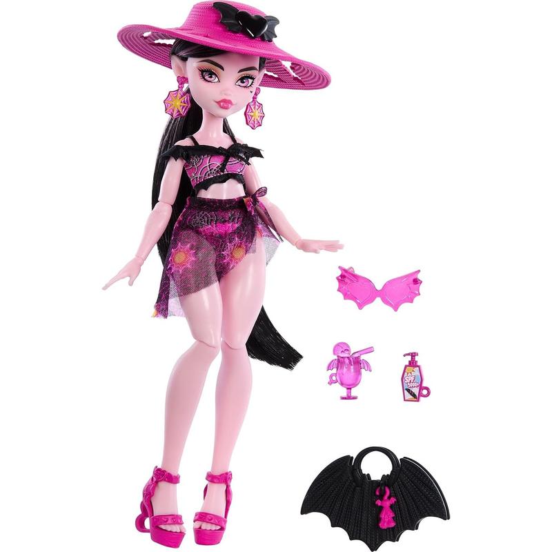 Monster High Scare-adise Island Draculaura Doll with Swimsuit, Sarong & Beach Accessories Like Hat, Sunscreen & Tote