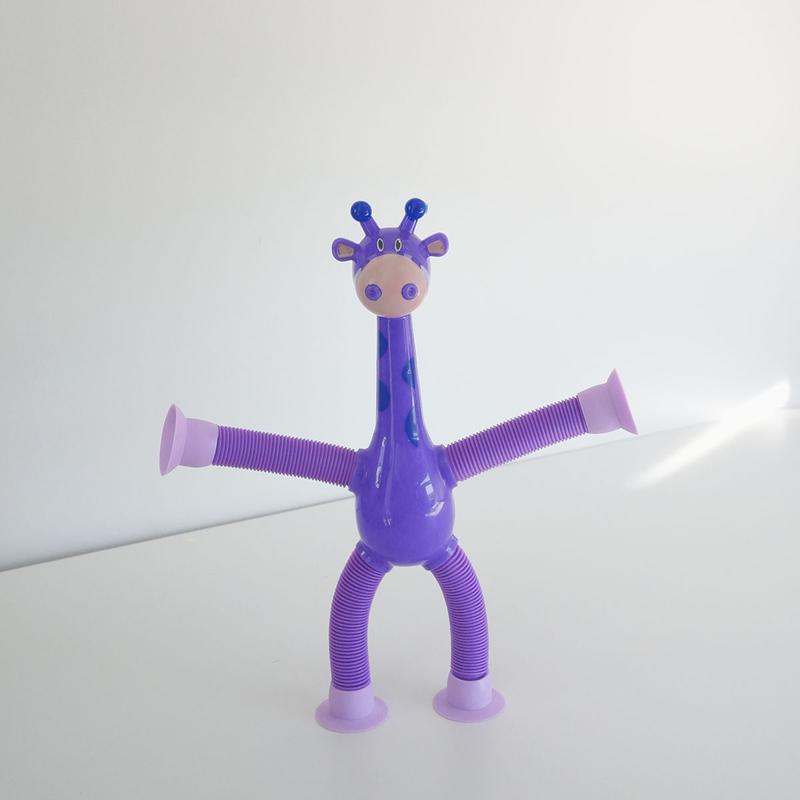 Cute Giraffe Stretch Tube Toy Telescopic Giraffe Colorful Suction Cup Sensory Toy