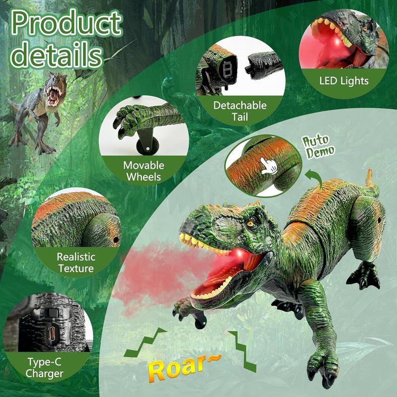 Dinosaur Toys for Kids 3-5-7 Years Old, Remote Control Tyrannosaurus Rex, Kids Toys Boys 3-5, T-Rex with Light & Spray & Roar, Gifts for 3 4 5 6 7 8 Year Old Boy Toys Kids Christmas Stocking Stuffers