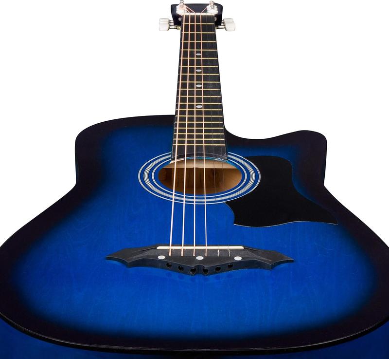 38 inch blueburst beginner acoustic guitar kit,bundle with a strap with picks holder,digital tuner, set strings, capo,cleaning cloth,6 picks,gig bag.(JG-38C,BLS)