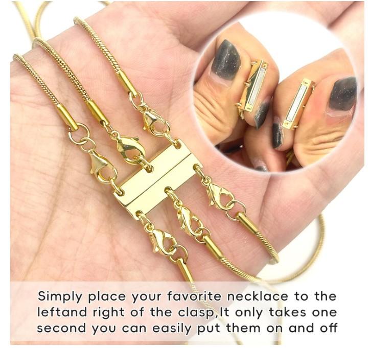 Necklace Separator for Layering Multi Necklace Layering Clasp Gold and Silver Magnetic Necklace Clasp for Layered Look, Necklace Connectors for Multiple Necklaces