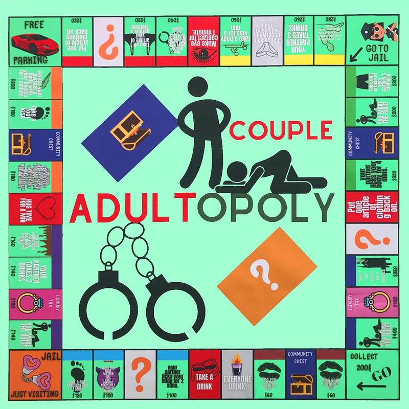 Adultopoly Board Game, Couple Adultopoly Board Date Night Board Game for Adults, Couple Game Card Board Game Props, Board Game Relationship Card