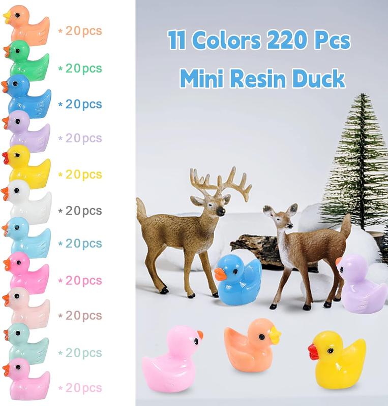 Mini Ducks 220 Pack Tiny Duck Figurines for Dollhouse Decor, Aquarium, and Party Toys - Perfect for Toy and Hobbies Enthusiasts