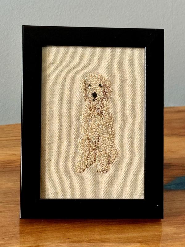 Poodle Doodle Machine Embroidered and Framed!