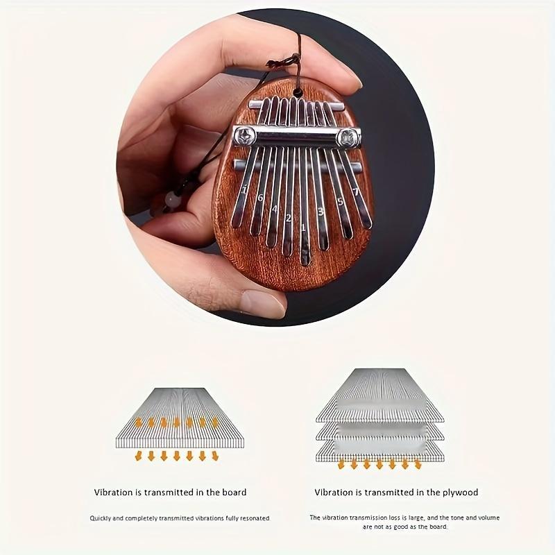 8 Key Mini Kalimba for Christmas Gift, Wooden Finger Thumb Piano with Pendant, Musical Instrument for Friend & Adults, Birthday Gift