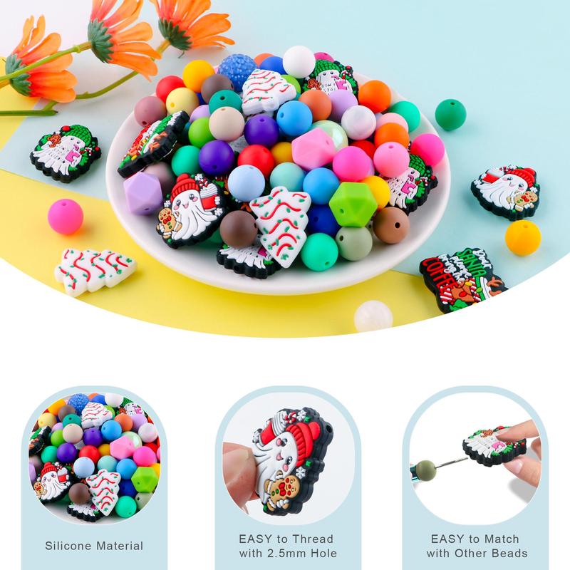 Festival Themed Silicone Beads, 5 Counts set Cartoon Design Handmade Beads, DIY Making Supplies for Keychain, Bracelet, Necklace & Backpack Pendant