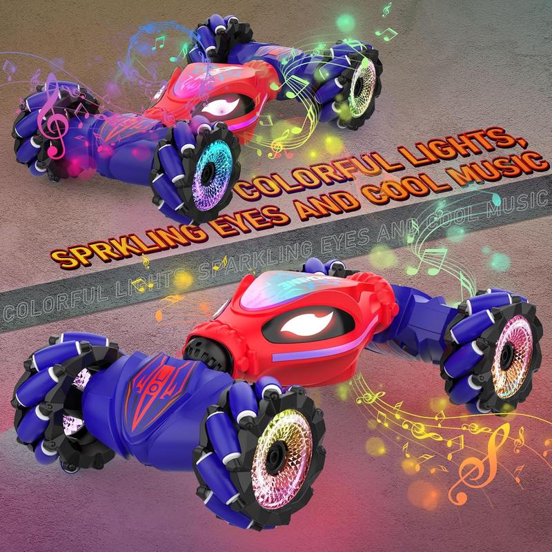 Gesture RC Cars, Hand Controlled Stunt Car for 6-12 yr Kids, 2.4GHz Gesture Sensor Remote Control Cars, 4WD Double Sided Stunt RC Twist Car with Light Music for Boys Girls Birthday Xmas Gift