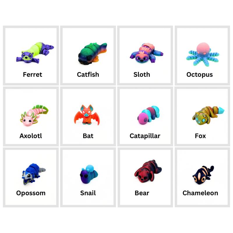 Articulating Mini Animal Figurine - 3D printed Fidgets Great for Sensory Stress Relief