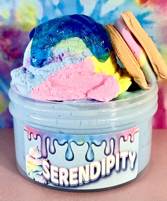 Serendipity DIY Slime with Lemon Poundcake and Banana Nut Bread Scent, Toy with Pastel Swirled Clay Ice Cream and Blue Drizzle Container