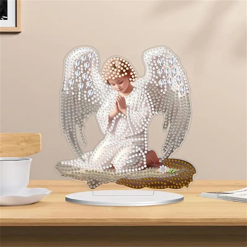 Angel Design 5D Diamond Arts Colorful Painting Table Ornament, 1 Count DIY Diamond Arts Colorful Painting By Digital Kit, DIY Decorative Art Craft for Home Decor