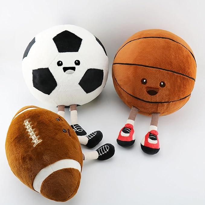 infinity pillows,Jellycat Basketball, American football,Football,Stuff Sport Plushes, Basketball Gifts for Boys and Girls, Soft Sports Pillows Basketball Stuffed Animal Room Decor