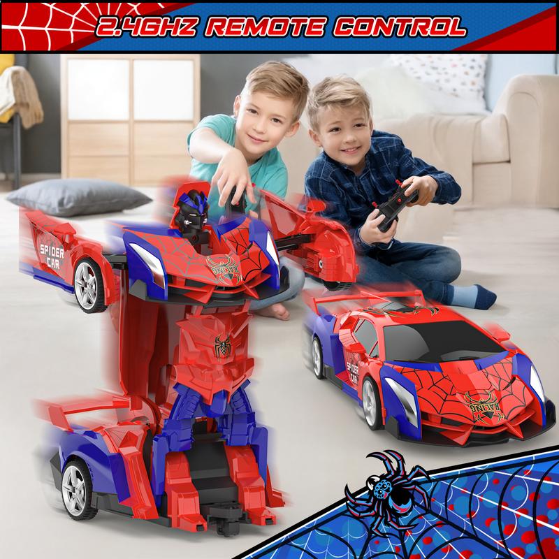 BLUEJAY Transform Rc Cars for Boys 4-7 8-12, 2.4Ghz Remote Control Car 1:18 Scale Transforming Robot, One-Button Deformation 360° Rotation Car Toy Gifts for Kids 3-5 police car Transforming Robot RC Car for Kids