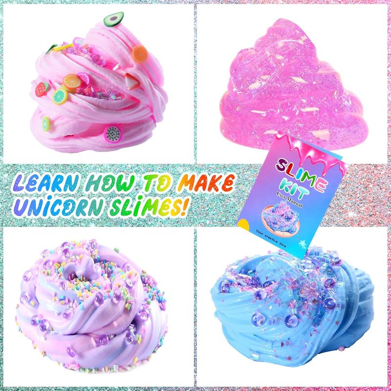 Christmas gift for kids Slime Kit Confetti Slime, Glimmer Crunchy Slime, Foam Slime, Jelly Cubes Slime, Stress Relief Toys