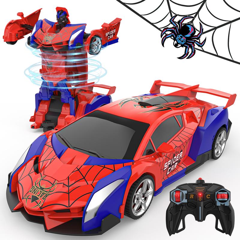 BLUEJAY Transform Rc Cars for Boys 4-7 8-12, 2.4Ghz Remote Control Car 1:18 Scale Transforming Robot, One-Button Deformation 360° Rotation Car Toy Gifts for Kids 3-5 police car Transforming Robot RC Car for Kids